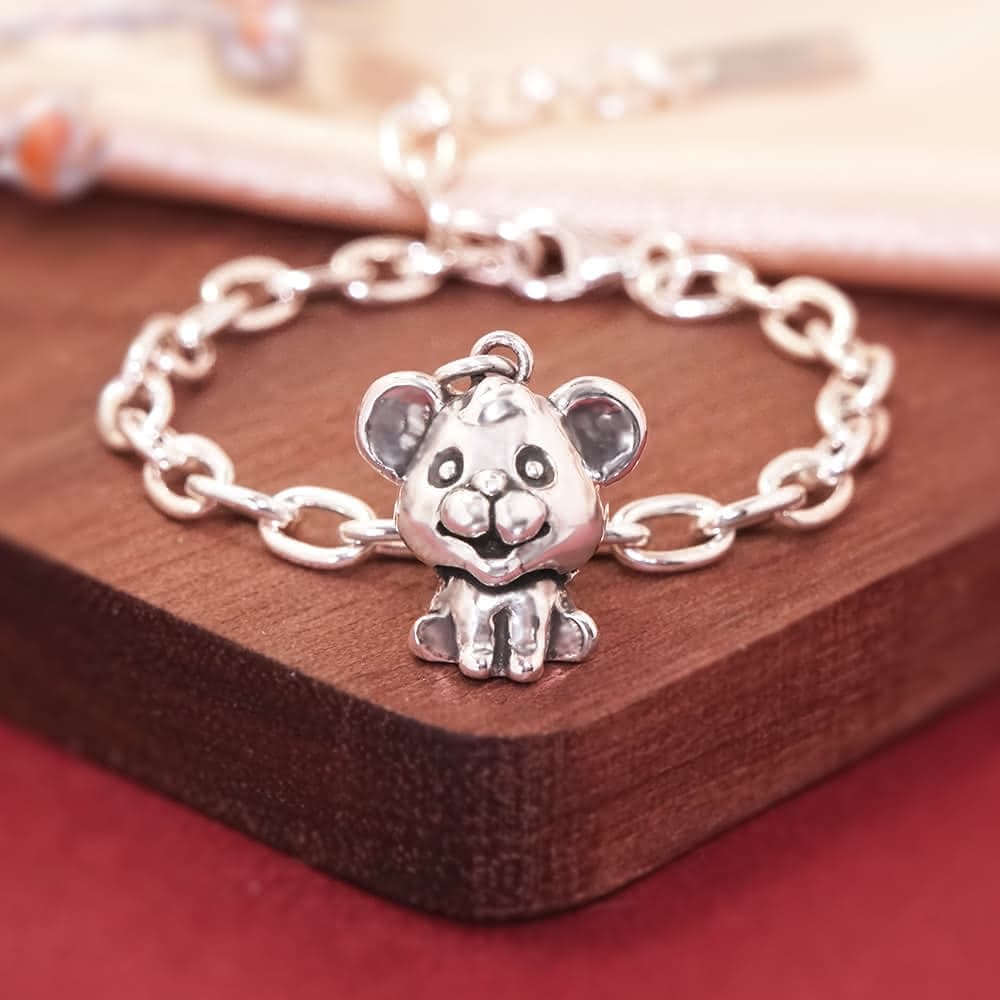 【ART64】純銀兒童手鍊/寶寶手鍊 彌月禮/生日禮物推薦 鼠報吉祥 鼠寶寶造型 寬版