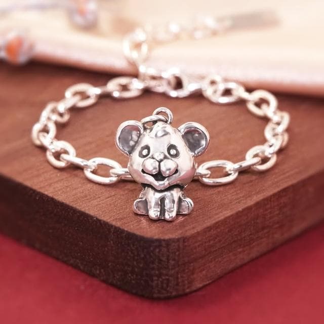 【ART64】純銀兒童手鍊/寶寶手鍊 彌月禮/生日禮物推薦 鼠報吉祥 鼠寶寶造型 寬版