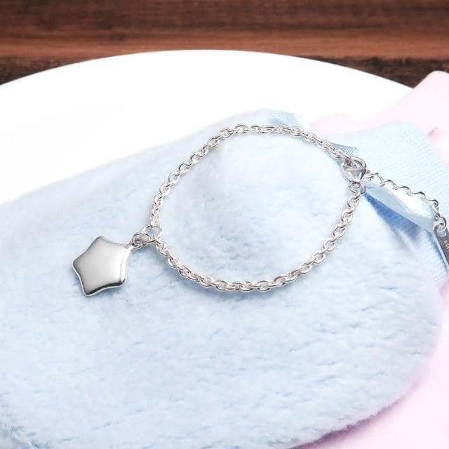 【ART64】純銀彌月禮盒組 寶寶手鍊 新生兒/滿月/彌月禮物推薦 小星星造型 兒童銀飾 細版