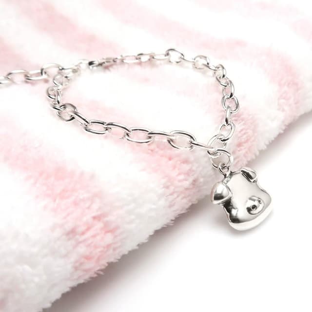 【ART64】純銀兒童手鍊/寶寶手鍊 生日/滿月/彌月禮物推薦 福氣小豬造型 寬版