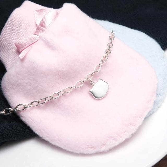 【ART64】純銀兒童手鍊/寶寶手鍊 生日/滿月/彌月禮物推薦 淘氣小貓造型 寬版