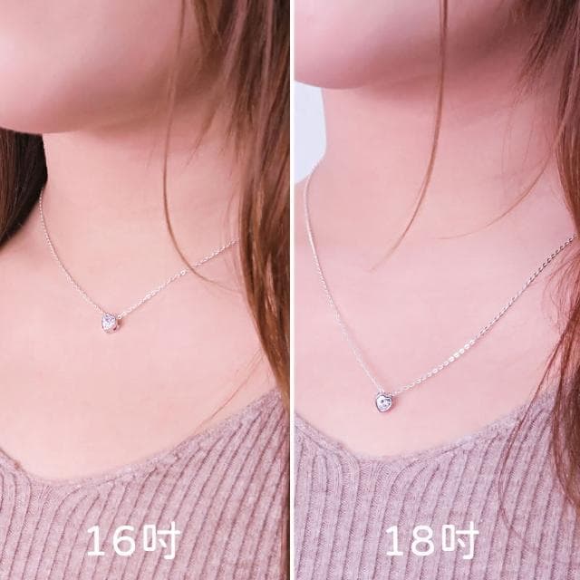 【ART64】浪漫心光 愛心小鑽 純銀項鍊  925純銀項鍊 女生項鍊 16吋/18吋可選  女生禮物 情人節禮物 母親節禮物