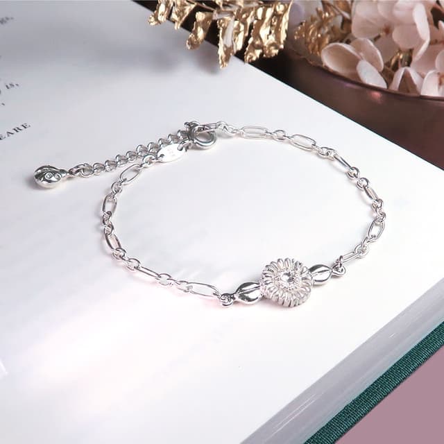 【ART64】向日葵 獅子座 星座花手鍊(925純銀手鍊 女生手鍊 生日禮物)