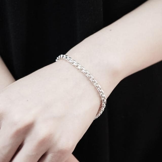 【ART64】純銀 寬版威尼斯手鍊 圓潤版 925純銀手鍊 男生手鍊 女生手鍊