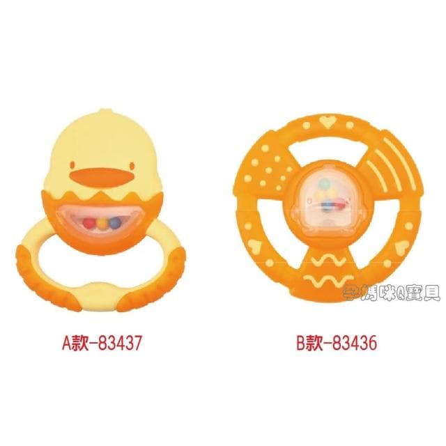 【Piyo Piyo 黃色小鴨】黃色小鴨保潔盒雙色造型固齒器 附保潔盒雙色圈圈固齒器 83436-7