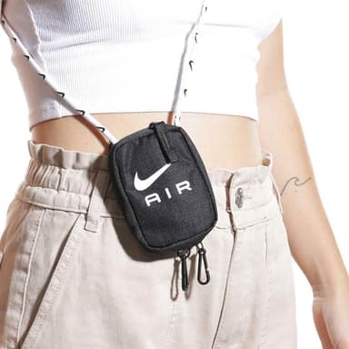 【NIKE 耐吉】POUCH AIR 黑色識別證帶包 貼身零錢包 斜肩包 小廢包 隨身包 頸掛小包 生日禮物(N1007479027OS)