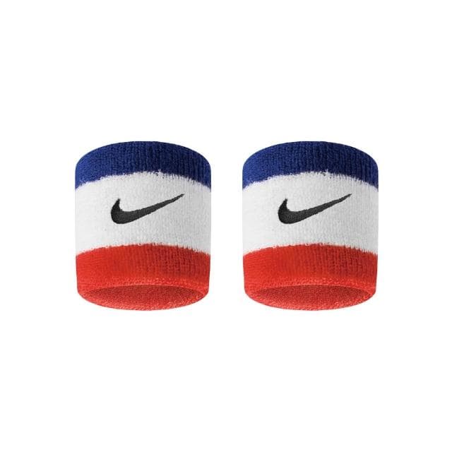 【NIKE 耐吉】SWOOSH 紅藍白色運動腕帶護腕 速乾吸濕排汗透氣材質 棒球健身單車適用 交換禮物(N0001565620OS)