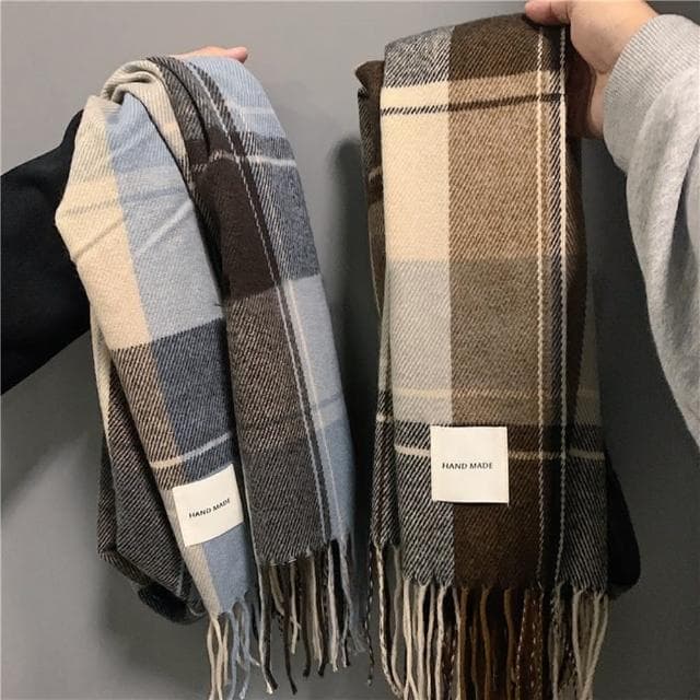 【D.studio】韓版百搭保暖男生女生百搭編織圍巾 絨毛圍巾 圍脖 圍巾 O126