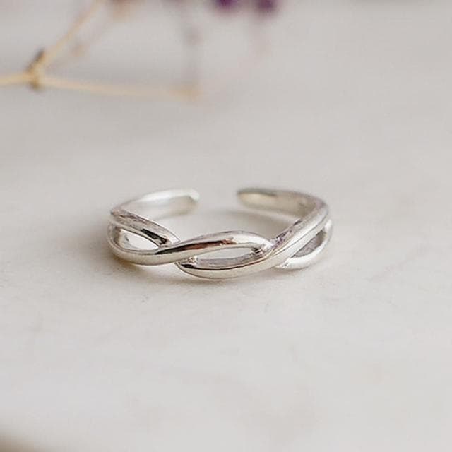 【BLUMA】交錯的思念純銀戒指 - 尾戒(生日情人節禮物 波浪曲線防小人尾戒 925純銀 可調戒圍 簡約 優雅)