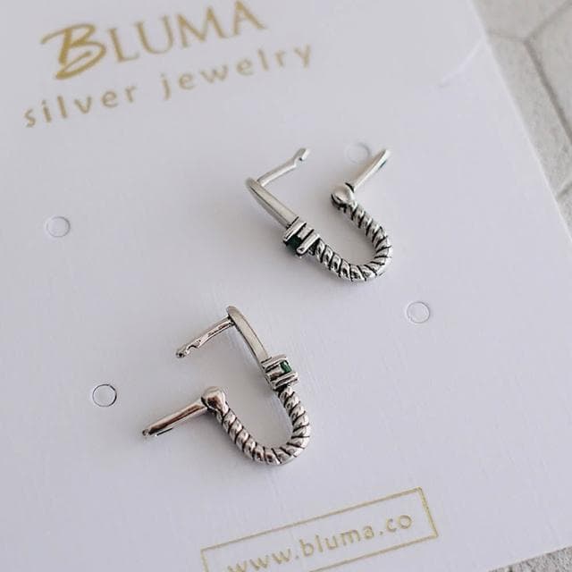 【BLUMA】復古925純銀U型小耳環 追憶純銀耳環 閨蜜禮物  慵懶個性簡約 圈型 易扣 飾品禮盒