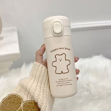 韓國INS風可愛小熊保溫杯450ml(可愛水壺   304不鏽鋼保溫杯 保溫瓶 便攜水壺 可愛杯子 抽獎禮物 辦公小物 餐廚 家居日用品 送禮 生日禮物 交換禮物 )