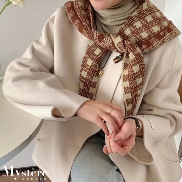 【my stere 我的時尚秘境】現貨-冬保暖百搭兩用式針織圍巾帽-格紋款(圍巾帽子兩用 超保暖 方便攜帶)