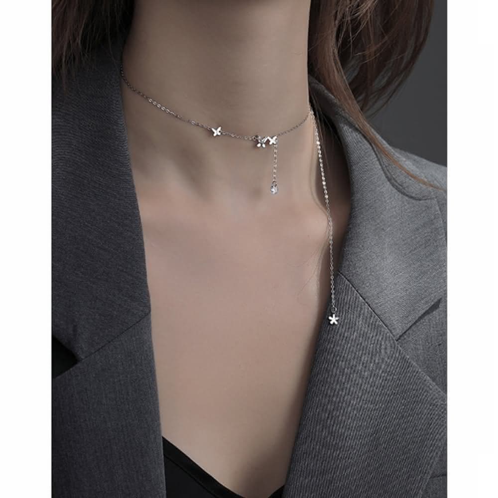 【MoonDy】項鍊 925 純銀項鍊 新娘飾品 女生項鍊 小香項鍊 寶石項鍊 精品 不過敏 日系項鍊  生日禮物