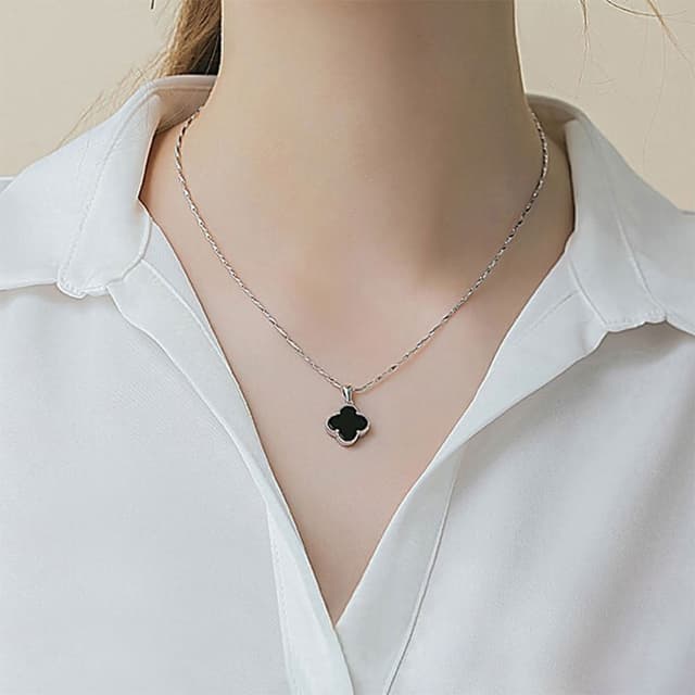 【MoonDy】項鍊 純銀項鍊 飾品 女生項鍊 項鏈女 精品項鍊 瑪腦項鏈 四葉草項鍊 女朋友生日禮物 不過敏項鍊