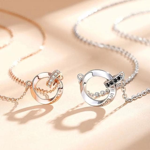 【MoonDy】純銀項鍊 雙環項鍊 項鍊 頸鍊 鎖骨鍊 戒指項鍊 項鍊女 韓國項鍊 氣質項鍊 生日禮物 女生禮物