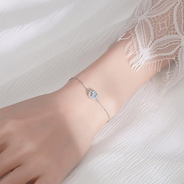 【MoonDy】銀飾 莫桑石手環 簡約手鍊 生日禮物 精品手鍊 韓國手鍊 氣質手鍊 手鍊 純銀手鍊 銀鍊