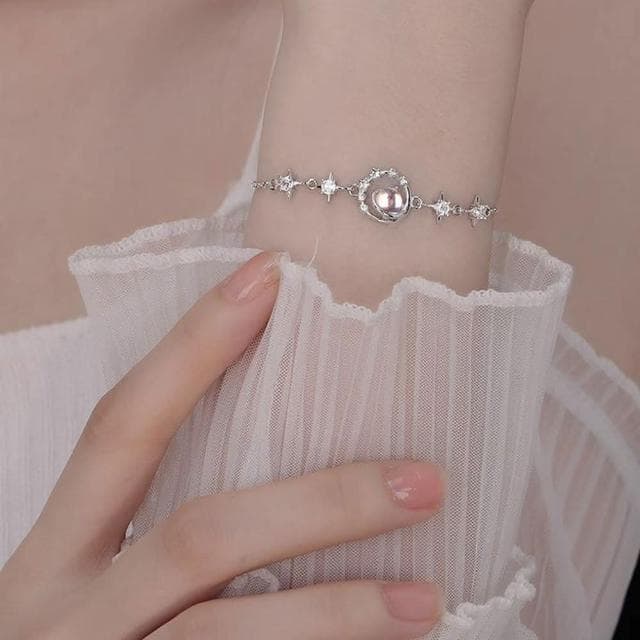 【MoonDy】純銀手鍊 寶石手鍊 愛心手鍊 高級鋯石 手鏈 星星手鐲 行星手鍊 星星手鍊 招財手鍊 開運手鍊 女朋友禮物