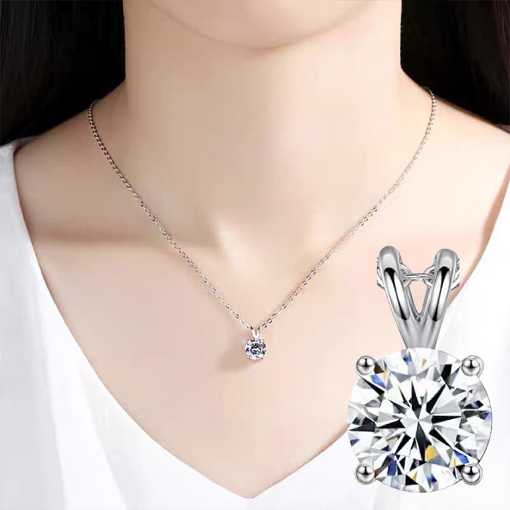 【MoonDy】純銀項鍊 莫桑石項鍊 四爪吊墜 項鍊 飾品 氣質項鍊 女生禮物 簡約項鍊 鎖骨鍊 短鍊 生日禮物