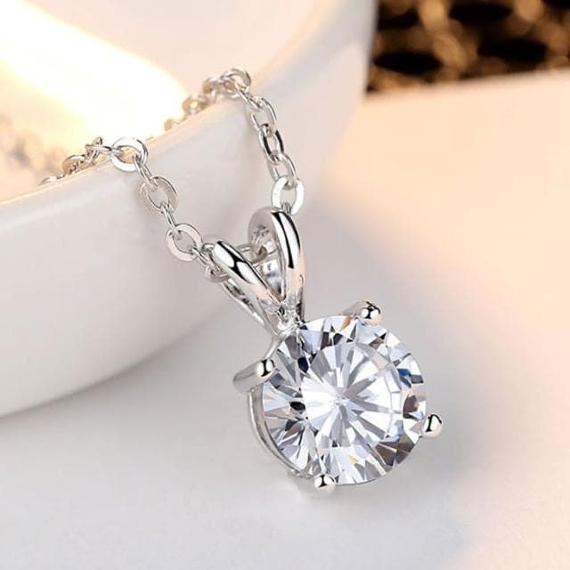 【MoonDy】純銀項鍊 莫桑石項鍊 四爪吊墜 項鍊 飾品 氣質項鍊 女生禮物 簡約項鍊 鎖骨鍊 短鍊 生日禮物