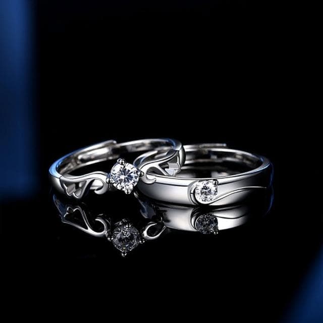 【MoonDy】求婚戒指 莫桑石戒指 對戒 造型戒指 婚戒 結婚對戒 生日禮物可調式戒指 純銀戒指 情侶戒指 新婚戒指