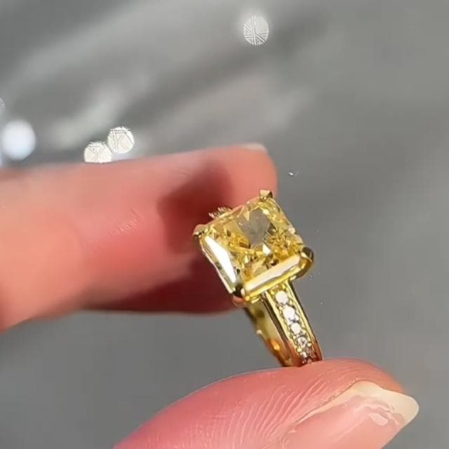 【KT DADA】招財戒指 轉運戒指 女生禮物 純銀戒指 鋯石戒指 黃色戒指 金戒指 食指戒指 寶石戒指 生日禮物