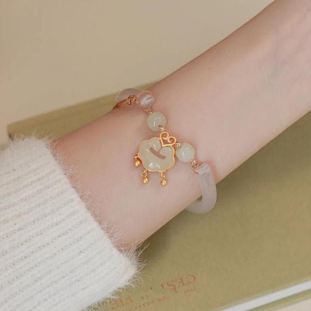 【KT DADA】玉髓手鐲 生日禮物 手鐲 手環 手鍊女 純銀手環 和田玉手環 平安鎖手鍊 平安手鏈 開運手鍊