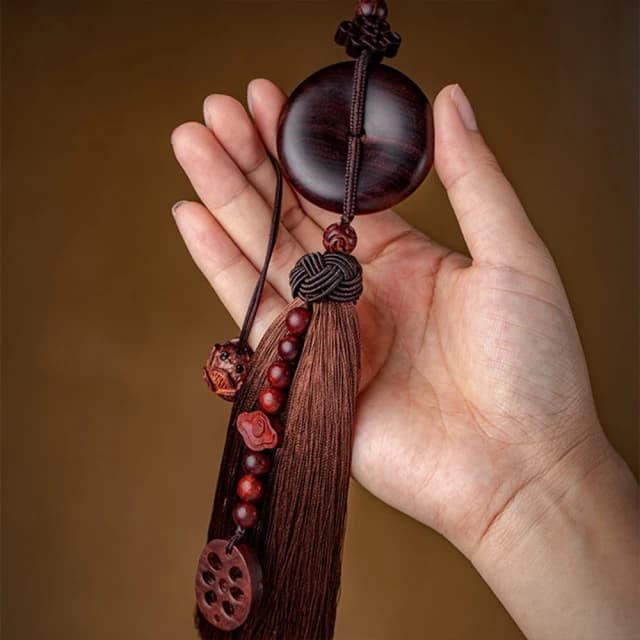 【KT DADA】生日禮物 小禮物 吊飾 掛件 小葉紫檀車掛件 車用掛件 後視鏡吊墜 汽車掛件 平安吊飾 流蘇掛飾