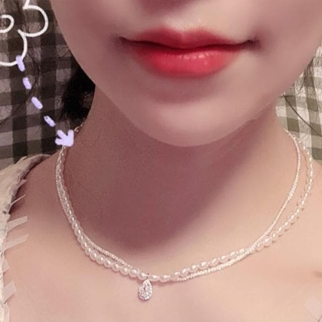 【KT DADA】珍珠項鍊 生日禮物 項鍊 女生項鍊 愛心項鍊 鋯石項鍊 日系項鍊 鎖骨鍊 法式項鍊 吊墜項鍊