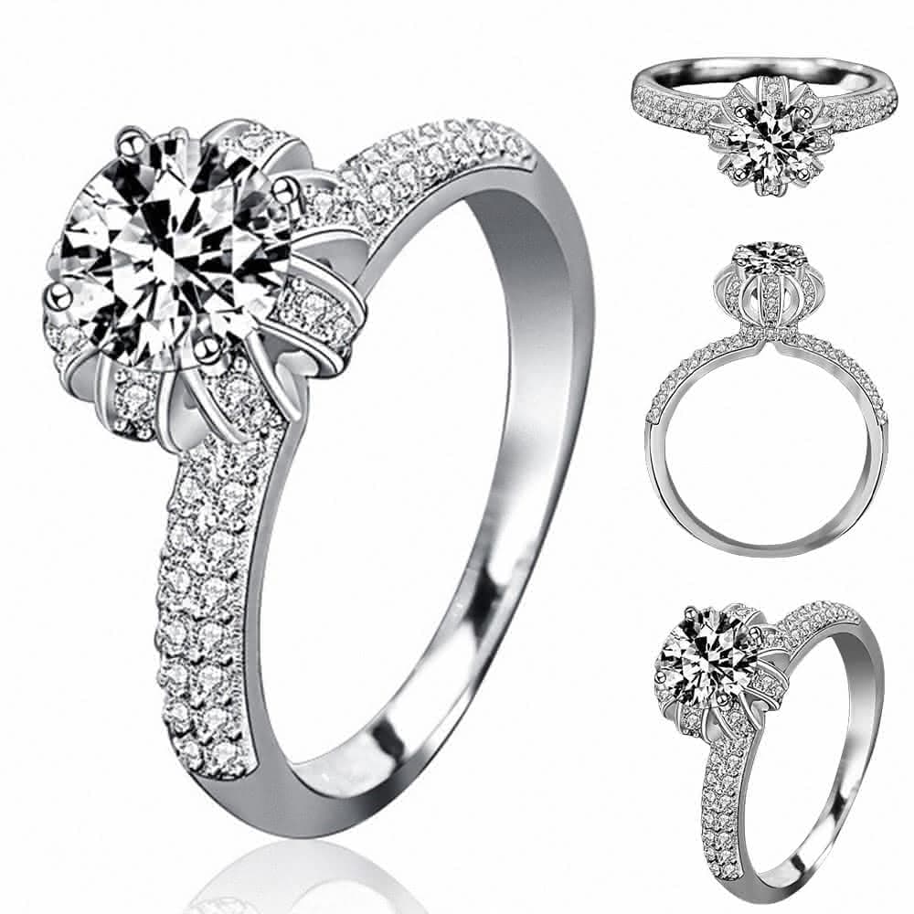 【KT DADA】新娘飾品 求婚戒指 女生飾品 小禮物 指環 純銀戒指 鋯石戒指 貴婦戒指 生日禮物 一克拉戒指
