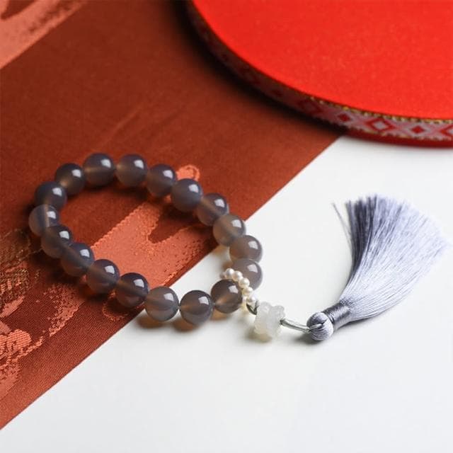 【KT DADA】蓮花飾品 玉配飾 復古飾品 送長輩 禮物 佛珠 珍珠和田玉手鍊 灰瑪瑙手串 流蘇手鍊 女手鍊
