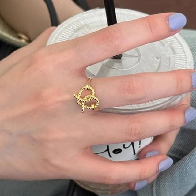 【MoonDy】可愛戒指 麻花戒指 愛心戒指 ins戒指 純銀戒指 蝴蝶餅戒指 餅乾戒指 抗敏戒指 開口戒指 禮物