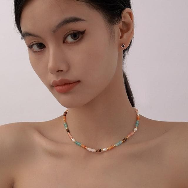 【KT DADA】鎖骨項鍊 波希米亞 歐美項鍊 招財手鍊 女生禮物 串珠項鍊 寶石項鍊 水晶項鍊 珍珠項鍊