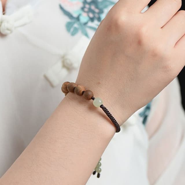 【MoonDy】佛珠手鍊 和田玉手鍊 串珠手鍊 保平安 避邪手鍊 消災解厄 小葉紫檀木 男女手鍊 送男生 生日禮物