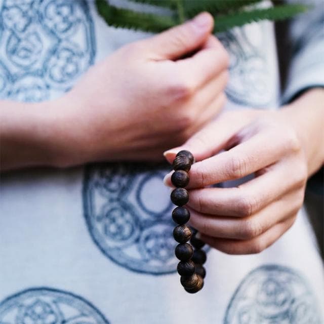 【MoonDy】沉香手串 黑油老料手鍊 開運手鍊 招貴人 生日禮物 圓珠手鍊 佛珠 送長輩 保平安 避邪手鍊