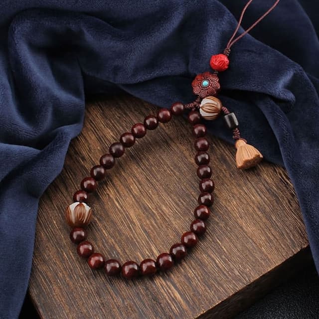 【KT DADA】小葉紫檀手機鍊 保平安 吊飾 手腕掛件 送長輩 禮物 吊墜飾品 手機掛繩 佛珠手機掛繩 保平安