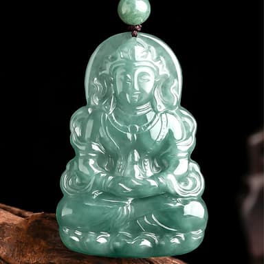 【MoonDy】翡翠項鍊 天然緬甸A貨 翡翠度母觀音 高檔翡翠 掛件 招財 富貴 油青冰種 玉石 玉石吊墜 玉墜 吊墜項鍊 禮物