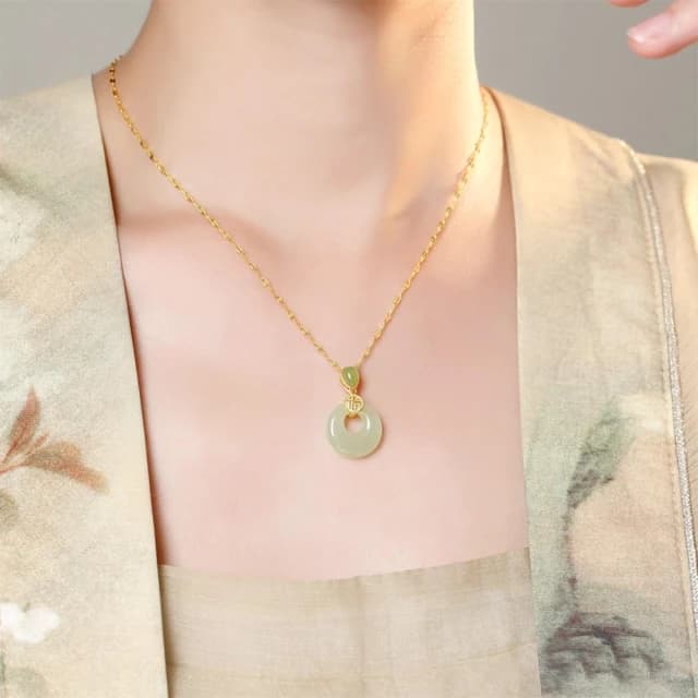 【MoonDy】項鍊 純銀項鍊 金項鍊 玉項鍊 驅邪避凶 平安扣項鍊 和田玉項鍊 平安納福 吊墜項鍊 鎖骨鍊 生日禮物 氣質項鍊