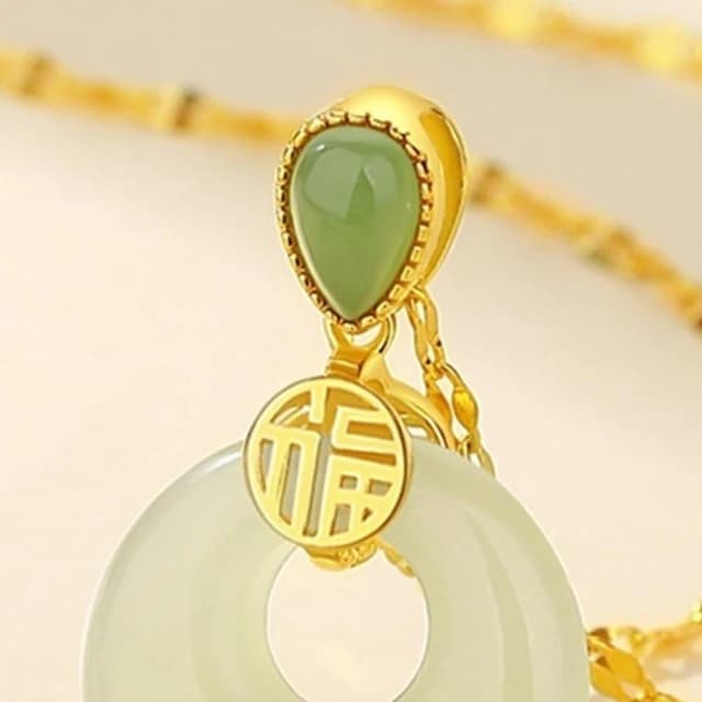 【MoonDy】項鍊 純銀項鍊 金項鍊 玉項鍊 驅邪避凶 平安扣項鍊 和田玉項鍊 平安納福 吊墜項鍊 鎖骨鍊 生日禮物 氣質項鍊
