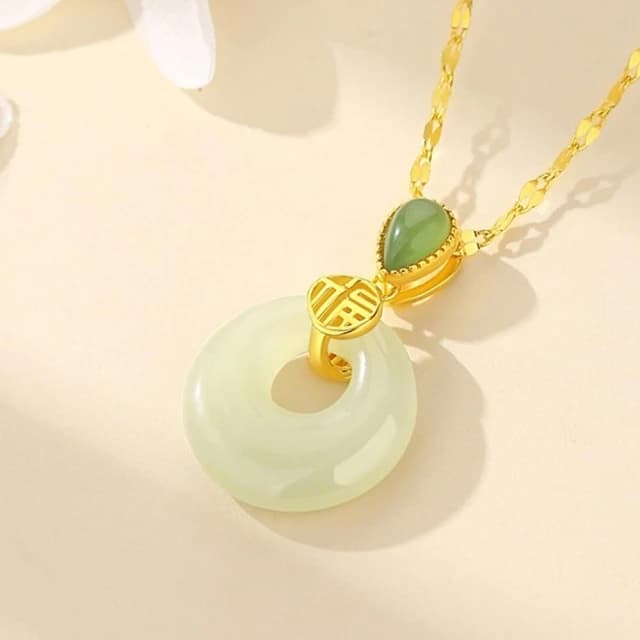 【MoonDy】項鍊 純銀項鍊 金項鍊 玉項鍊 驅邪避凶 平安扣項鍊 和田玉項鍊 平安納福 吊墜項鍊 鎖骨鍊 生日禮物 氣質項鍊