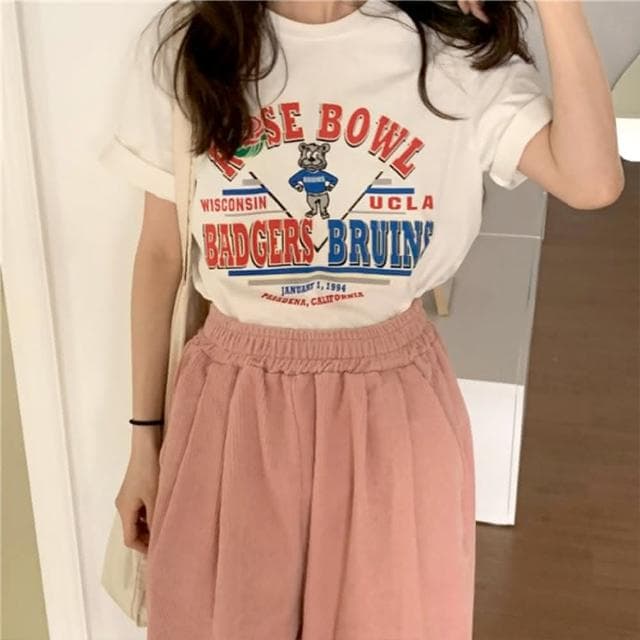 【MoonDy】衣服 上衣 短t 寬鬆 卡通上衣 短袖T恤 女短T 設計感上衣 美式短t 純棉上衣 白色短袖 落肩上衣 生日禮物