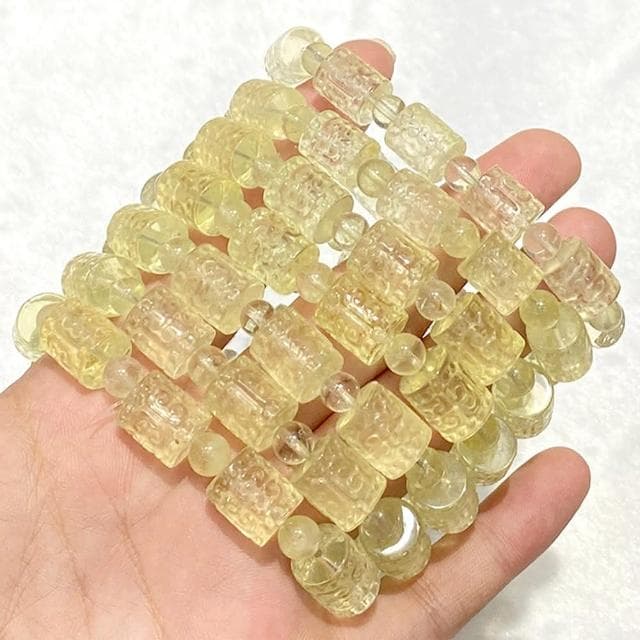 【KT DADA】黃水晶手鍊 回文手串 水晶手鍊 黄水晶桶珠 單圈手鍊 招財水晶 招財手鍊 廣結善緣 禮物 手串 手環