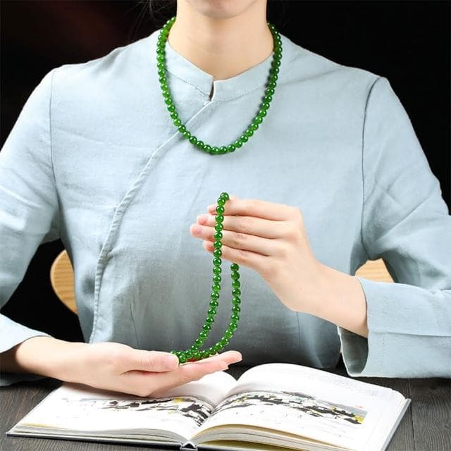 【MoonDy】項鍊 玉項鍊 氣質項鍊 女項鍊 和田玉項鍊 念珠 碧玉項鍊 綠色項鍊 高品質碧玉 保平安 避邪項鍊 送長輩 禮物