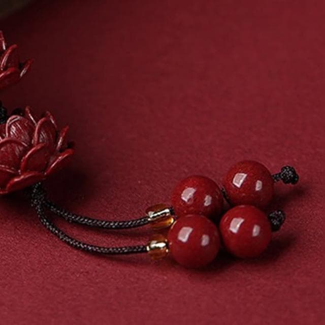 【MoonDy】硃砂 飾品 手機掛件 蓮花吊飾 辟邪手鍊 招財納福 吊墜 男女通用 如意 護身符 保平安 送媽媽 生日禮物