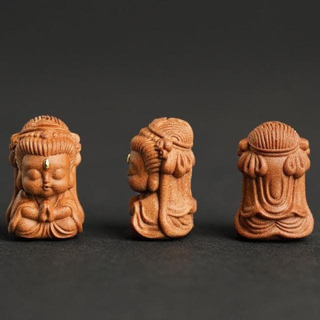 【MoonDy】觀世音菩薩 手串 配件 配飾 觀音佛像 可愛卡通 吊墜 檀香 木雕 守護神 護身符 招財納福 保平安 小禮物
