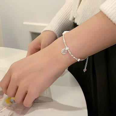 【MoonDy】碎銀子 珍珠手鍊 招財納福 韓國飾品 手鍊 手鍊女 925純銀 通體純銀 飾品 高級感 生日禮物 337