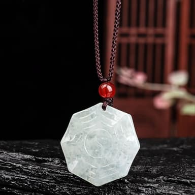 【MoonDy】八卦玉 八卦項鍊 吊墜 吊飾 玉石項鍊 招財納福 保平安 玉珮 飾品 翡翠 護身符 男女同款 送媽媽 生日禮物
