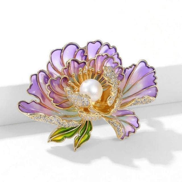 【MoonDy】花開富貴 牡丹花 胸針 別針 旗袍配件 新年胸針 珍珠 配飾 金屬別針 造型胸針 鋯石 優雅 送長輩 紀念日禮物 生日禮物