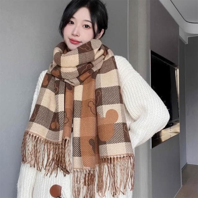 【MoonDy】圍巾 披巾 女圍脖 格子圍巾 流蘇圍巾 保暖圍脖 厚圍巾 韓國圍巾 保暖圍巾 羊絨圍巾 披肩圍巾 發熱圍巾 禮物