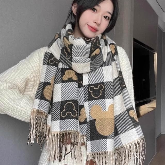 【MoonDy】圍巾 披巾 女圍脖 格子圍巾 流蘇圍巾 保暖圍脖 厚圍巾 韓國圍巾 保暖圍巾 羊絨圍巾 披肩圍巾 發熱圍巾 禮物