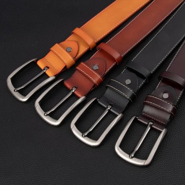 【MoonDy】皮帶 腰帶 寬腰帶 粗腰帶 針扣皮帶 皮帶真皮 牛皮皮帶 方頭腰帶 真皮腰帶 復古褲帶 皮帶男 腰帶男 生日禮物